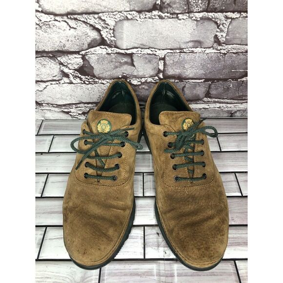 Bally Suisse Brown Suede Comfort Lace Up Casual Green Shoes Men Sz 8M US/41EU - Picture 2 of 16